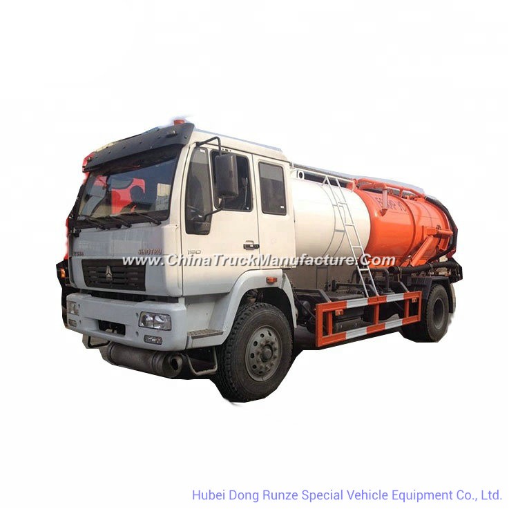 Sinotruk HOWO Combined Sewer Jetting Vacuum Tanker Truck (12000L Tank Cleaner Clean water 4m3, Wast 