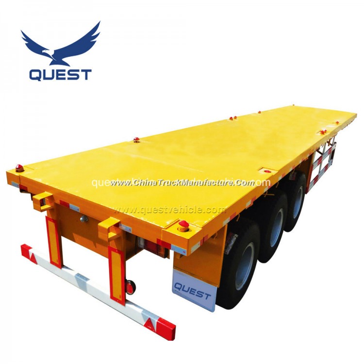 Quest 3 Axle 40FT 20FT Flatbed Cargo Container Semi Trailer