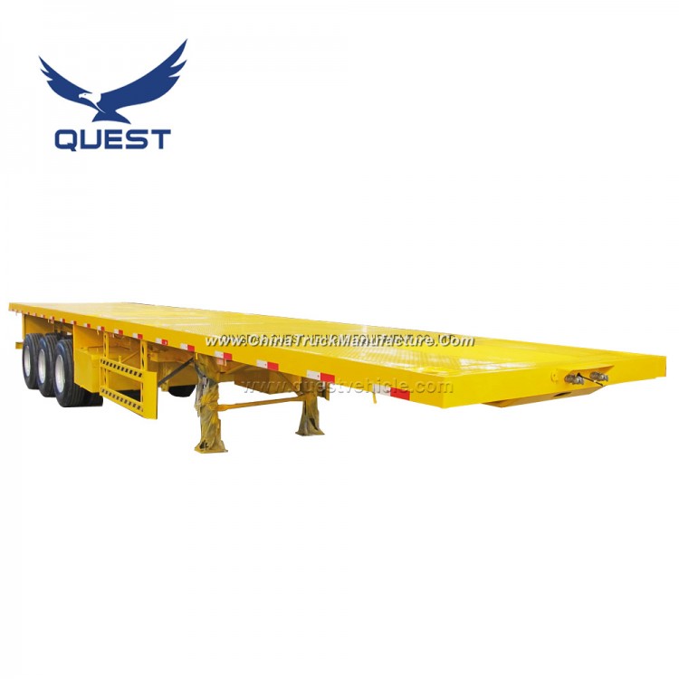 Quest 60t 3 Axles Heavy Cargo Transport Flatbed Semi Trailer