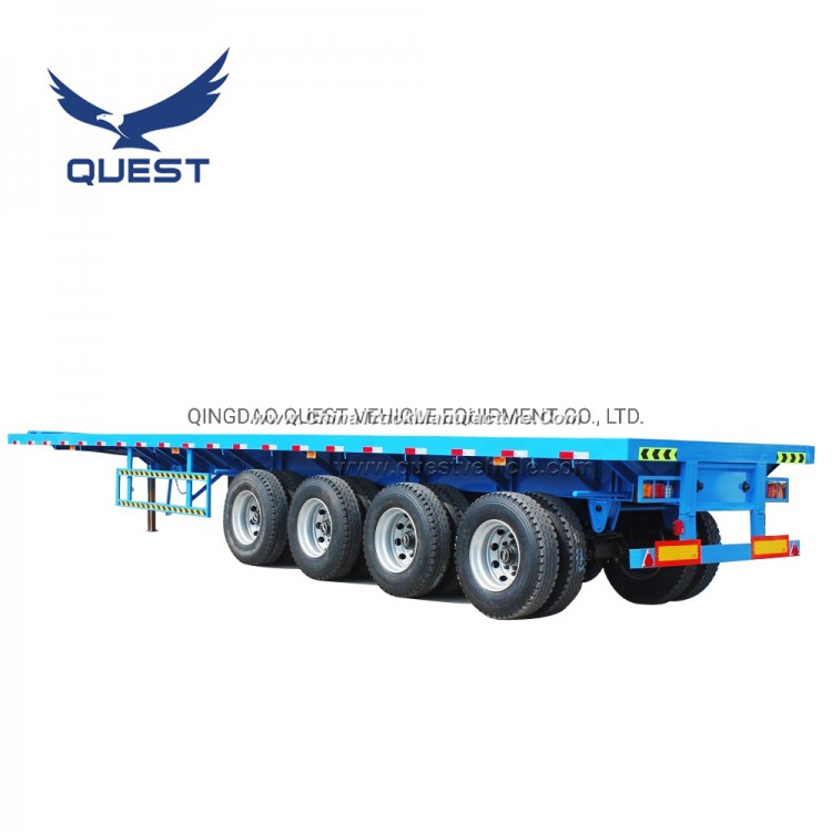 Quest 4 Axles 40FT 45FT 80tons Flatbed Container Semi Trailer
