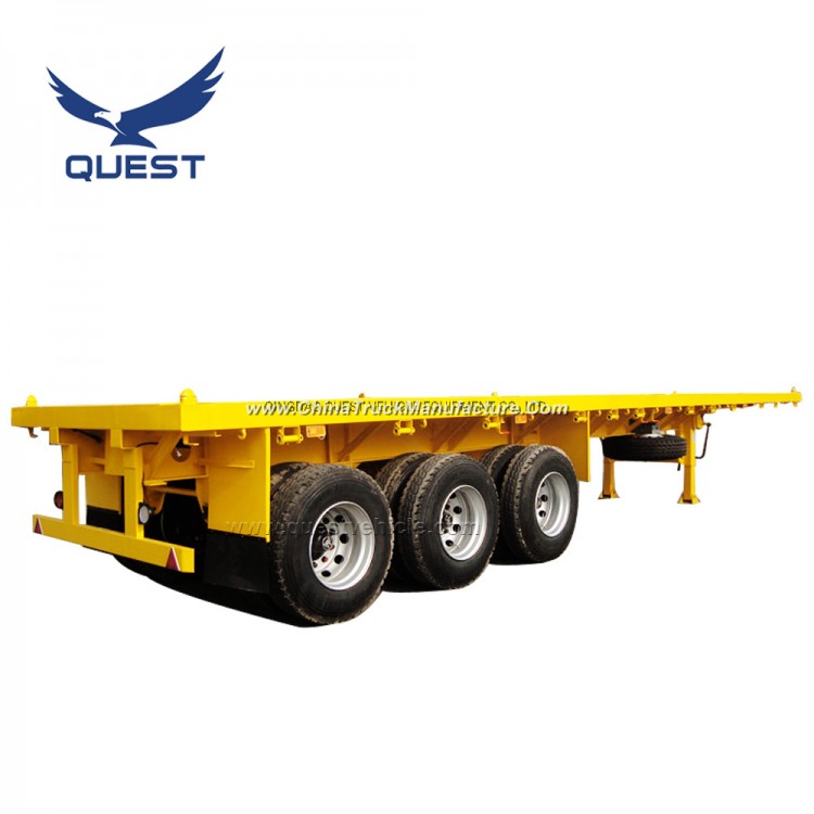 Quest Vehicle 3 Axle Flatbed 40 Ton 40FT Container Semi-Trailer