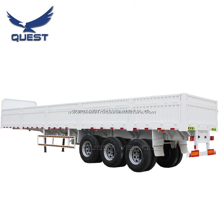 3 Axles Platform Side Wall Flatbed Semi Trailer with panel