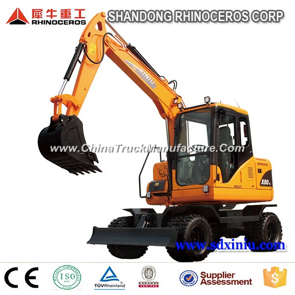 Chinese New Hydraulic Excavator 8 Ton 39.8kw Wheel Excavator for Sale