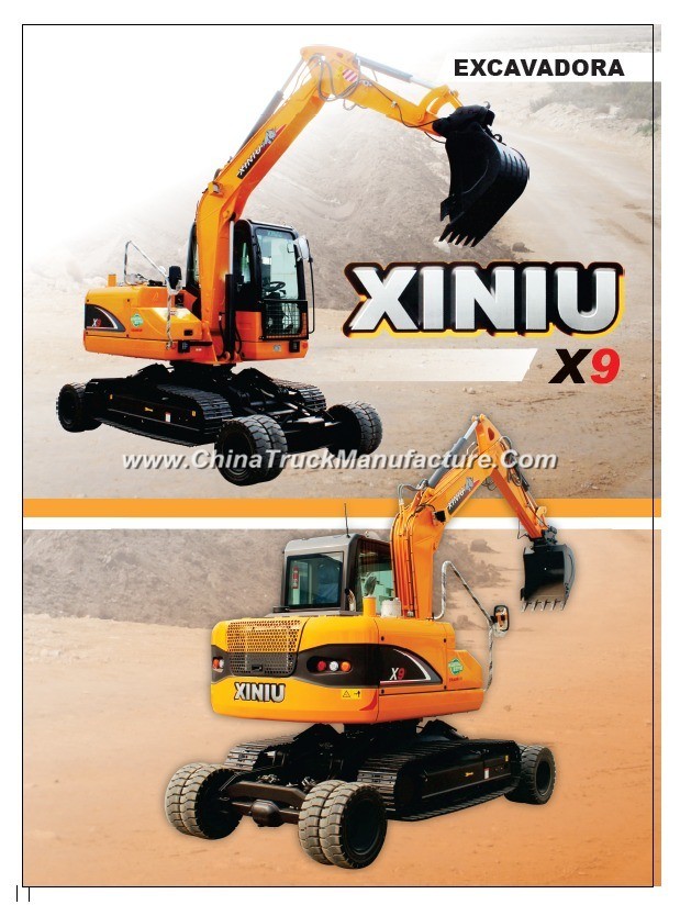 China Brand Rhinoceros 9tons Small Digger Wheel & Crawler Excavator for Sale