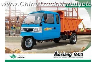 Waw Chinese Closed Cargo Diesel Motorized 3-Wheel Dump Tricycle
