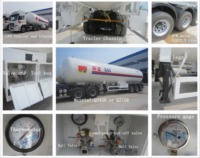  certification 58.5m3 lpg tank trailer