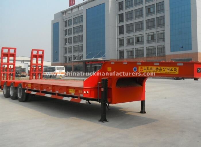 60 tons China new 3 axles lowbed semi trailer