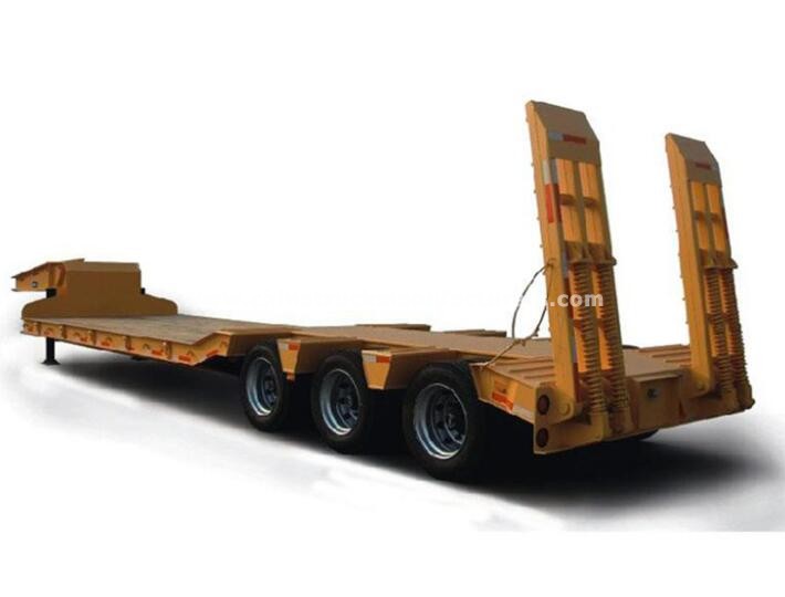 Heavy duty 50 tons tri-axle low bed truck trailer