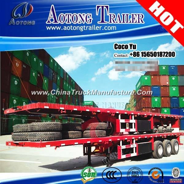 3 Axles Skeleton Chassis 40ft Flatbed Container Semi Trailer
