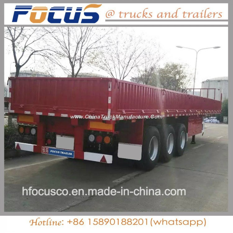 Three Axles Flatbed Semi Trailer with Side Wall / Side Board