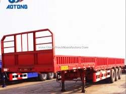 Aotong Semi Trailer Type 3axle Stepped Side Wall Flatbed Trailers