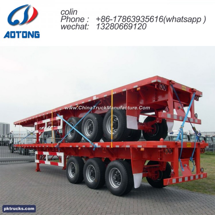 Hot Sale 3 Axle 40ft Flatbed Semi Trailer for Container