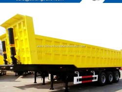 3 Axles 50ton Hyva Hydraulic Cylinder Sand Cargo Transport End Dump Truck Tipper Semi-Trailer Rear T