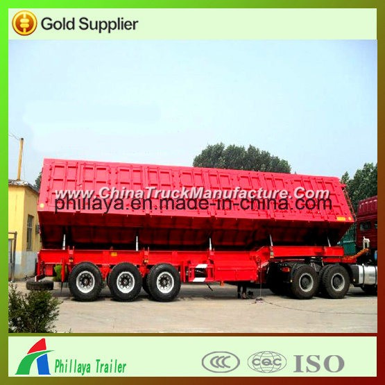 60 Tons 3 Axles Side Dump Semi Truck Trailer with Hydraulic Cylinder