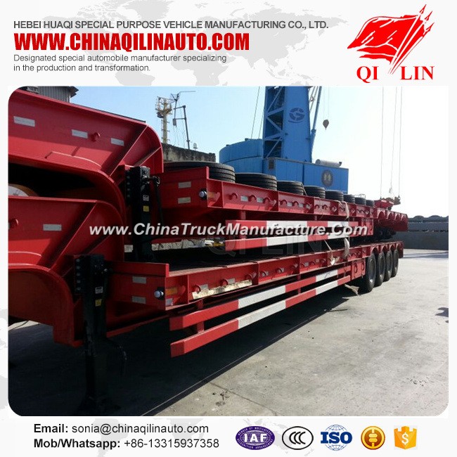 4 Axles Low Bed Truck Trailers for Excavator Transportation