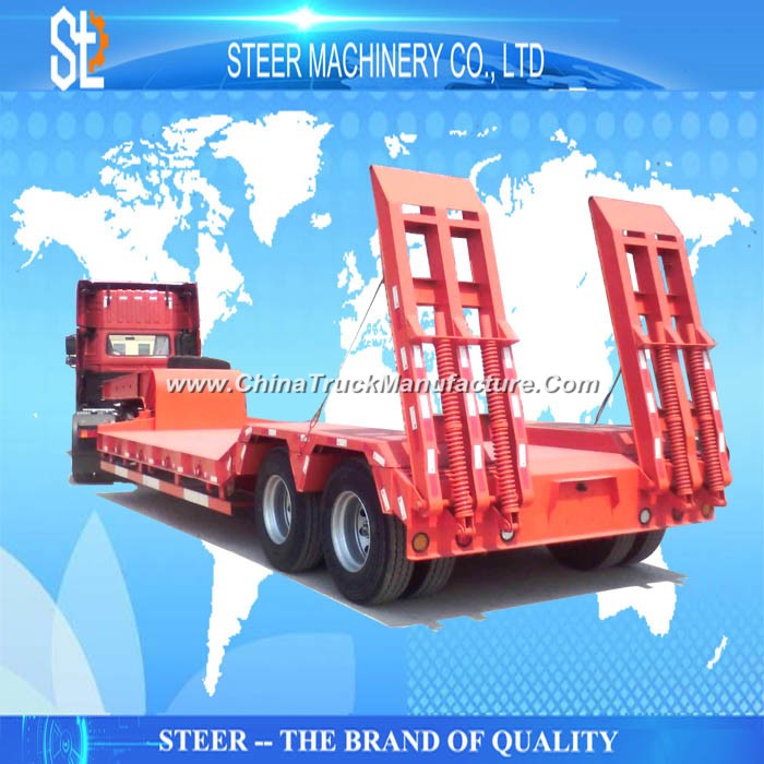 80 Ton Low Bed Semi Truck Trailer for Machinery Transporting