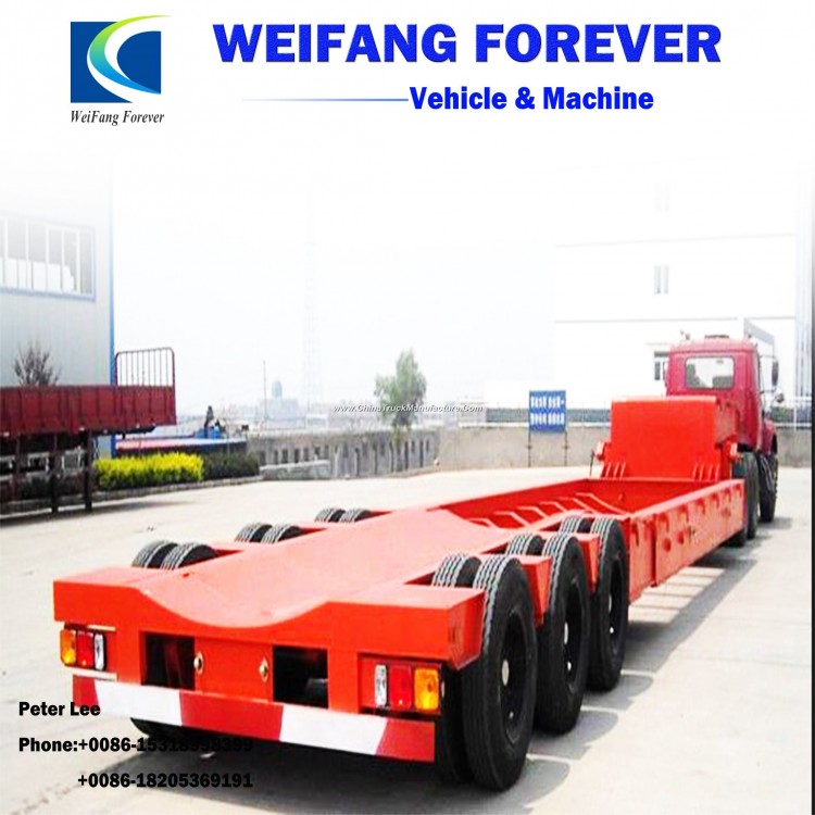 3axles 40-60tons Truck Lowboy Lowbed Low Bed Semi Trailer