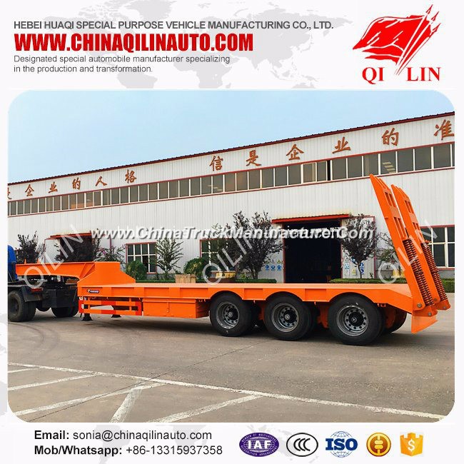 3 Axles Low Bed Truck Trailer with Manual Rear Ladder