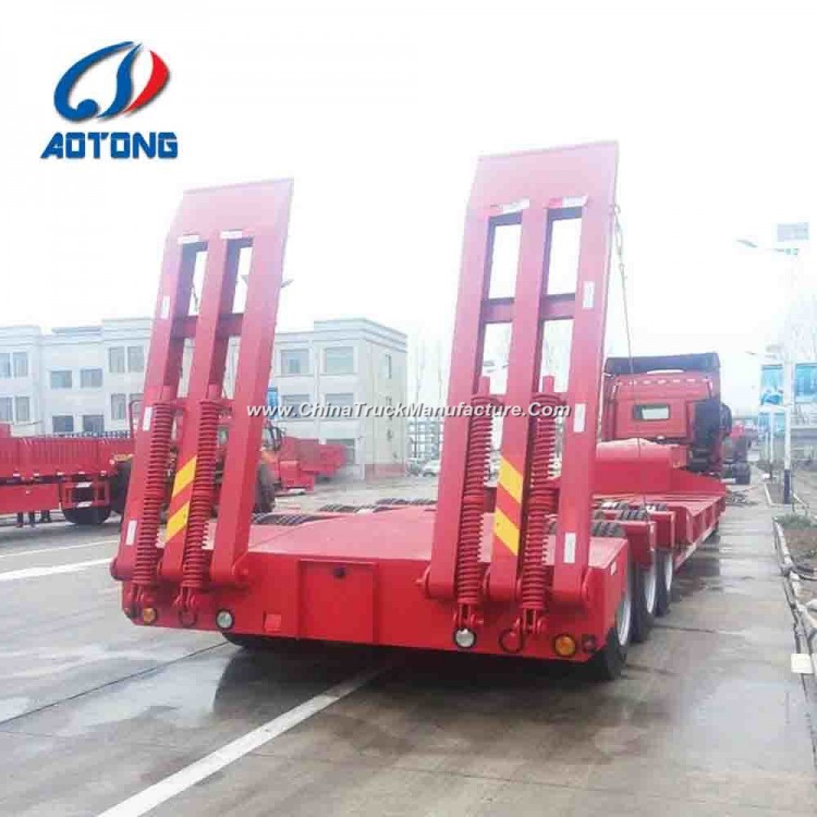 China Manufacture Customized 3axle Low Bed/Flatbed/Lowboy Truck Trailers (ladder optional)
