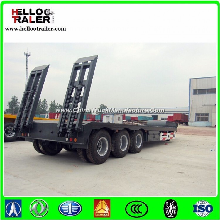 40-60ton 3 Axle Low Flatbed Truck Trailer Extendable Low Bed Trailer