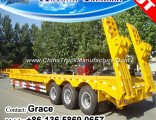 Heavy Duty Tri-Axle 60 Ton Low Flatbed Semi Trailer/ Low Bed Truck Trailer for Excavator Transportat