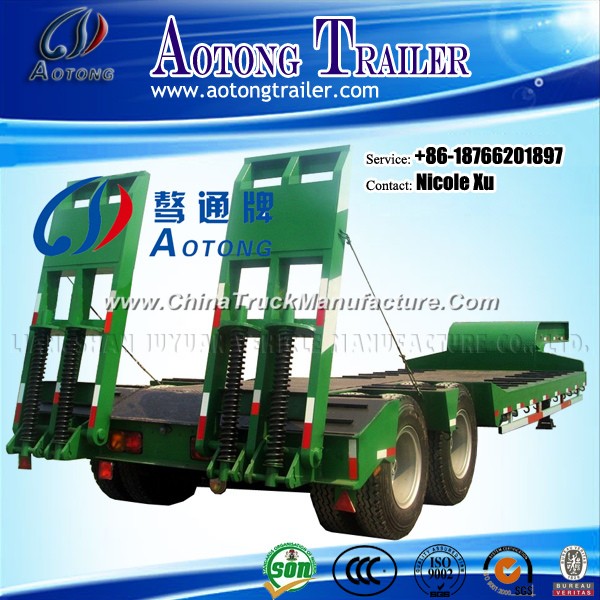 China Manufactur 3/4/5 Axles 50/80/100 Tons Heavy Machine Transport Low Flat Bed Semi Truck Trailer 
