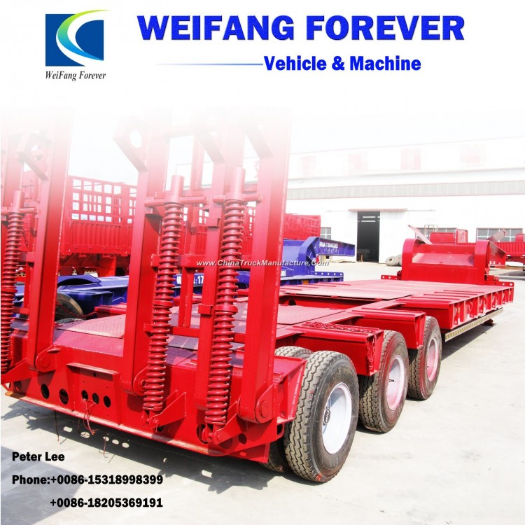 3 Axles Low Bed Flatbed Utility Cargo Semi Truck Trailer