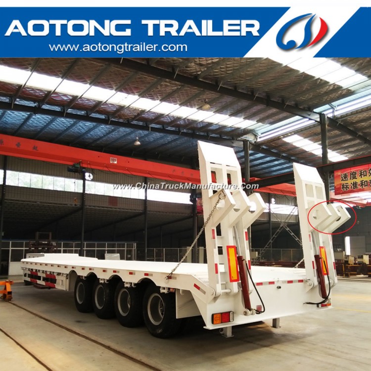 4 Axles Construction Equipment Carring Low Bed Semi Truck Trailer
