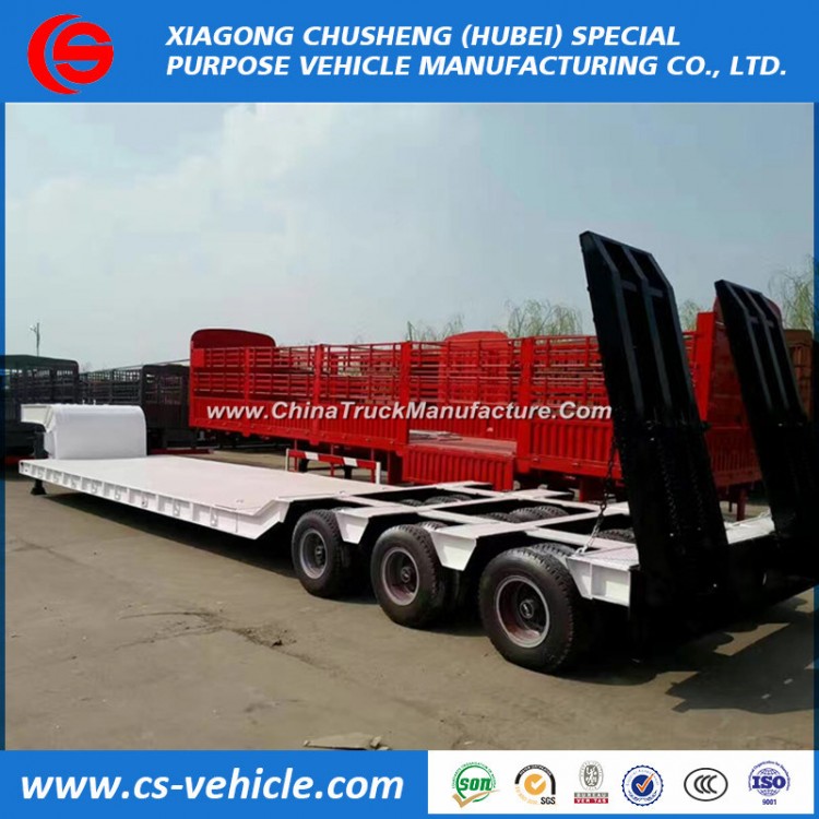 Loading Heavy Machine 60 Tons Lowbed Trailer 50 Tons Lowbed Semi Trailer