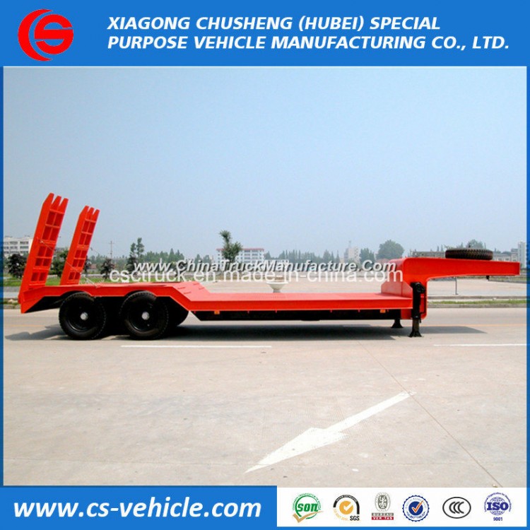 Factory Selliing 2 Axle 40 Tons Lowbed Semi Trailer with Mechanical Ramp