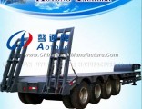 Tri Axles Lowboy Semi Cargo Truck Trailer with Hydraulic Ladder