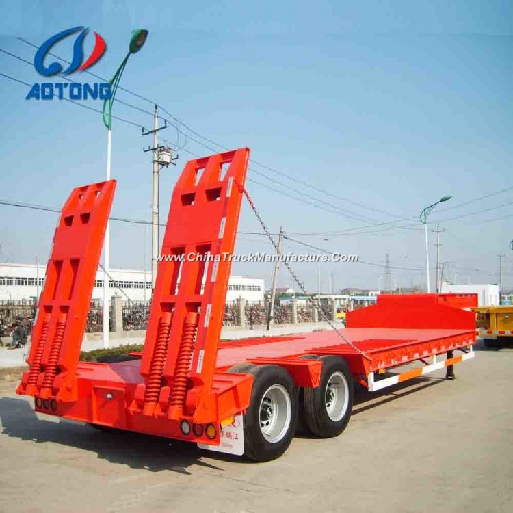 China Supplier 2axles Lowboy Truck Trailers/Lowbed Semi Trailer Dimensions