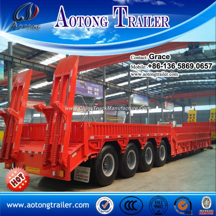 30tons-100tons Lowbed Low Loader Lowboy Semi Trailer with Side Wall / Side Boards