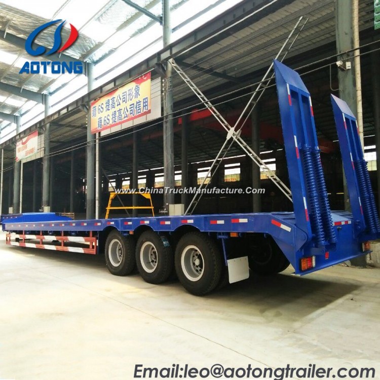 3axles Excavator Transport Gooseneck Lowboy/Lowbed Semi Truck Trailer 70t China