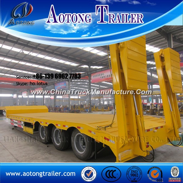 3 Axle Low Bed Semitrailer / Lowboy Trailer for Machine Transport