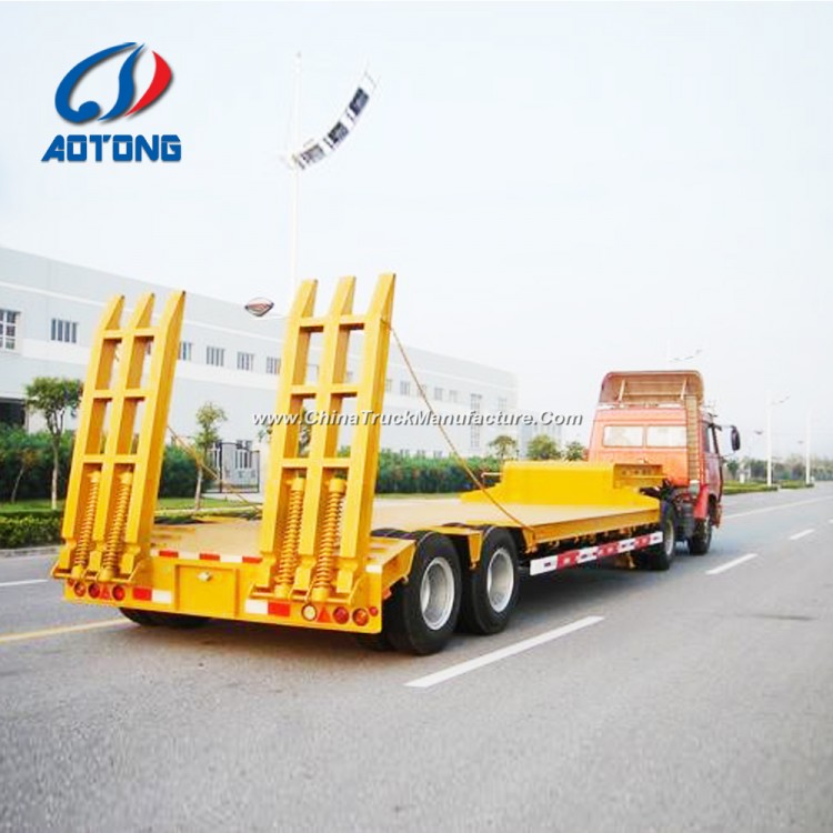 Polular Exposed Tires Design 2axle 30-50tons Lowboy/Gooseneck Low Bed Trailers