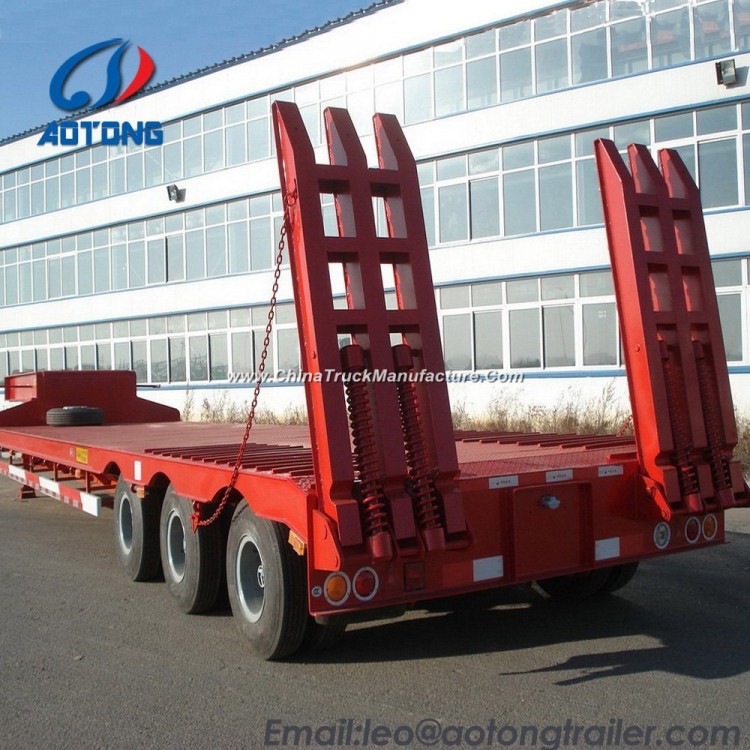 75tons 2 Lines 4 Axles Low Bed/Lowboy Truck Trailer China