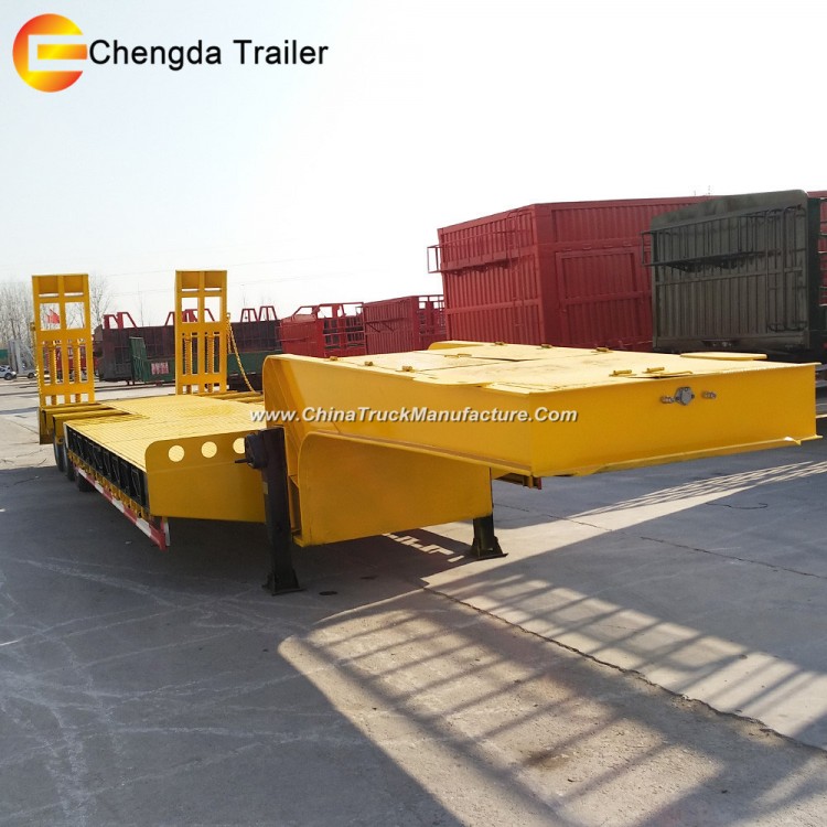 Cheap 55 Ton Heavy Equipment Extension Low Loader Lowboy Trailer