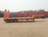 China Factory 3 Axle Low Bed Semi-Trailer with Hydraulic Pressure Ladder for Excavator Transport