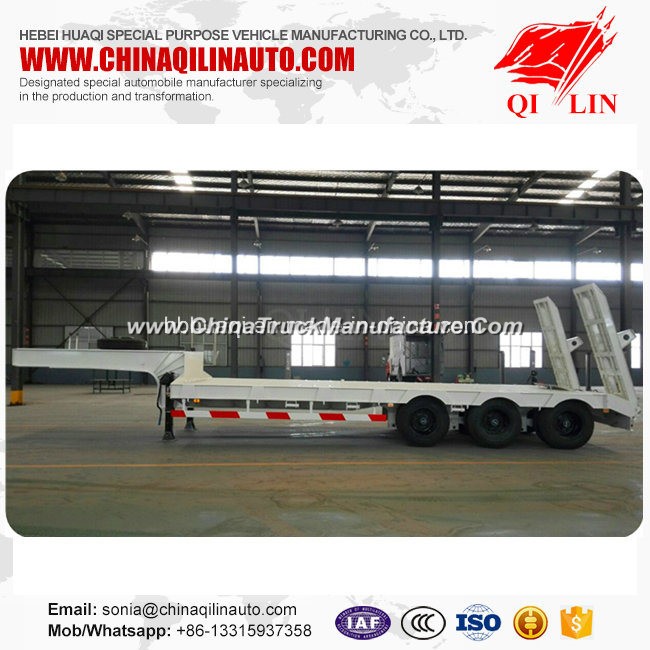 3 Axles Low Bed Semi Trailer for Construction Machinery Transportation