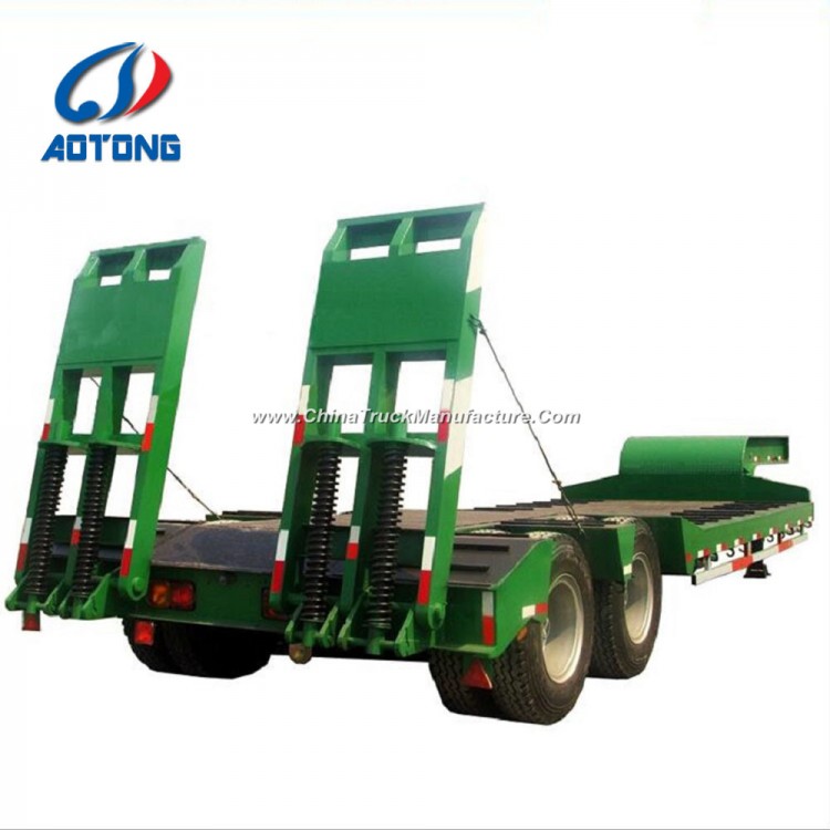 China Polular Exposed Tires Design 2 Axle Low Bed Trailer