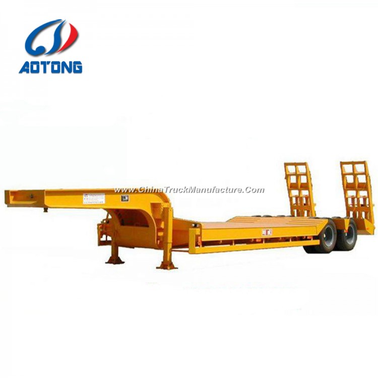 China Polular Exposed Tires Design 2axle Gooseneck Low Bed Trailers