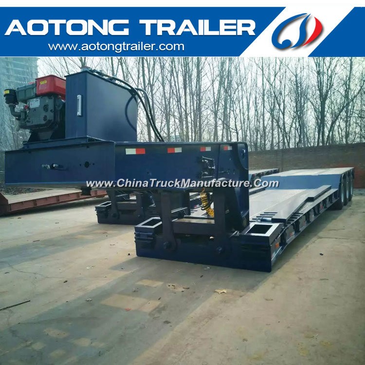 Front Loading Low Bed Trailer with Detachable Hydraulic Gooseneck