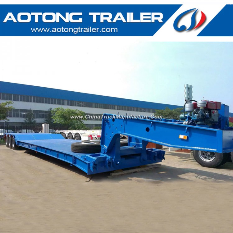 60 Tons 3 Axle Gooseneck Removable Front Loading Low Bed Semi Trailer