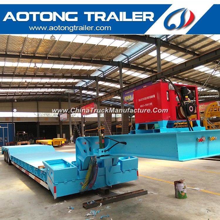 Crawler Crane Transport Front Loading 60 Tons Gooseneck Detachable Low Bed Semi Trailer