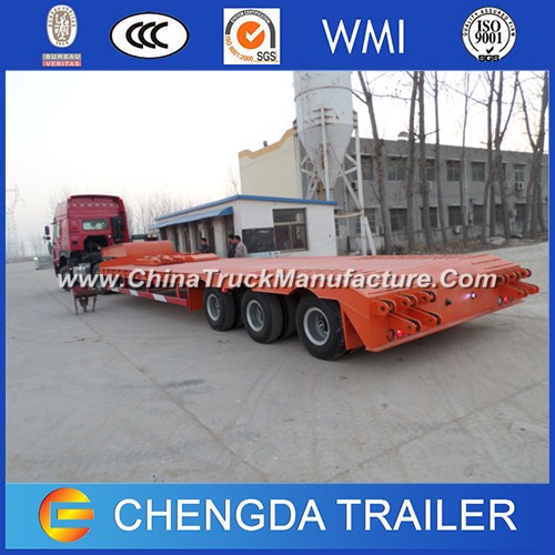 China 2 Line 4 Axles Gooseneck 40tons Low Flatbed Semi Trailer for Excavator