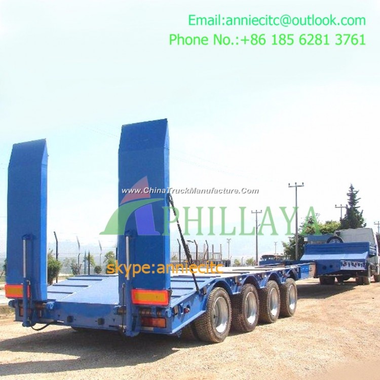 Double Axles Lowbed Truck Semi Trailer with Air Suspension