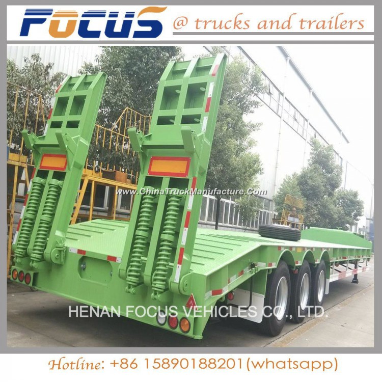 60tons Excavator Hydraulic Extendable Lowbed Truck Semi Trailer