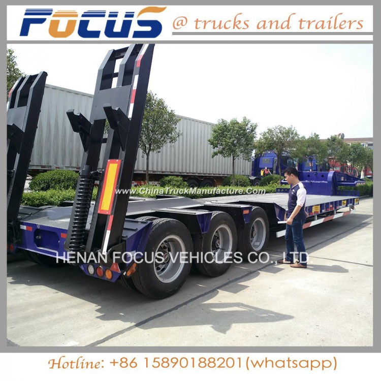 Hot Selling Three Axles 50tons Low Bed Semi Trailer