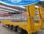 3 Axles Low Bed Trailer with Hydraulic Folding Ladder